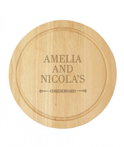 Personalised Wooden Engraved Cheese Board Set for Couples